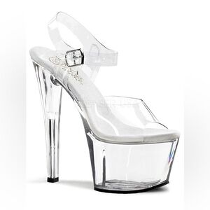 Pleaser Clear 7 inch Platform Heels